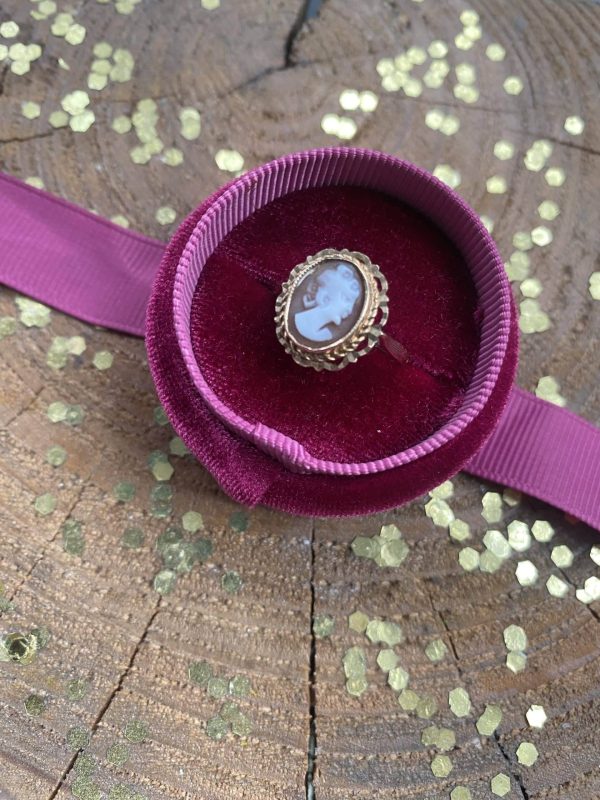 9k vintage gouden ring met camee - Afbeelding 3