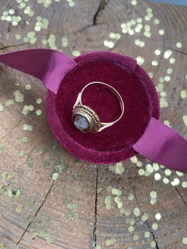 9k vintage gouden ring met camee - Afbeelding 5