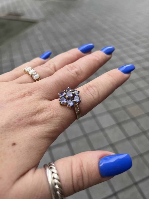 9k vintage gouden ring met opaal en diamantjes - Afbeelding 6