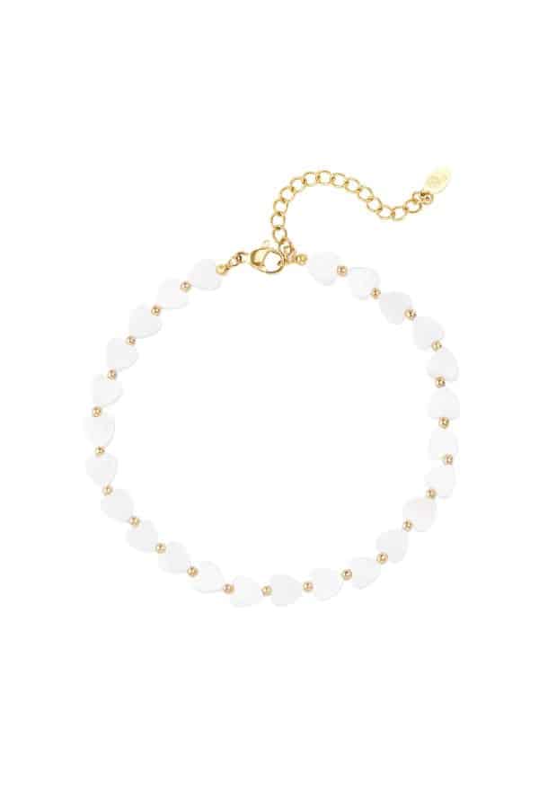stainless steel Hart enkelbandje - Strandcollectie Wit goud Schelpjes - Afbeelding 2