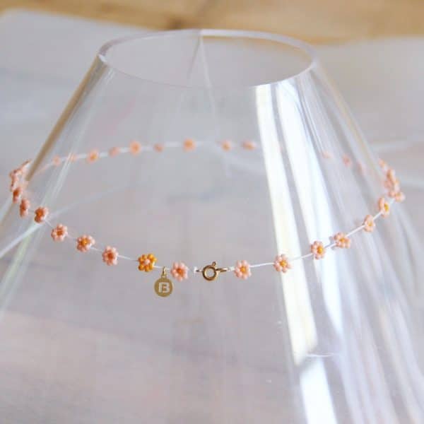 Daisy bloem ketting - zalm/oranje - Afbeelding 2