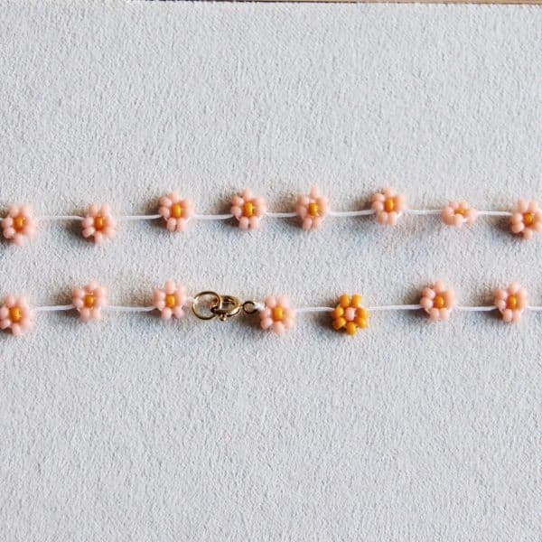 Daisy bloem ketting - zalm/oranje - Afbeelding 6