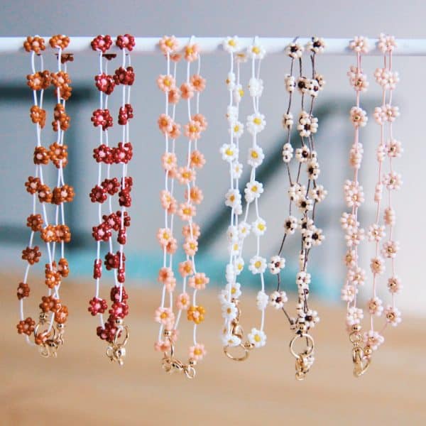 Daisy bloem ketting - zalm/oranje - Afbeelding 4
