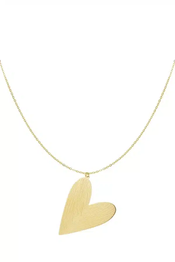 Lange ketting met schuin groot hart - goud