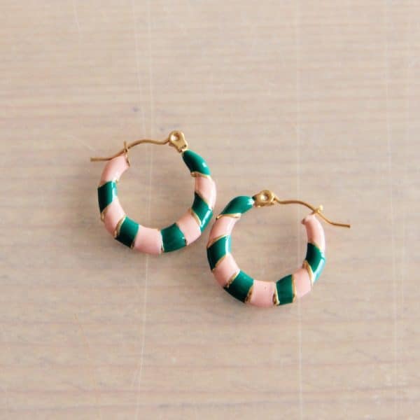 RVS kleurige ring 20mm – groen/roze
