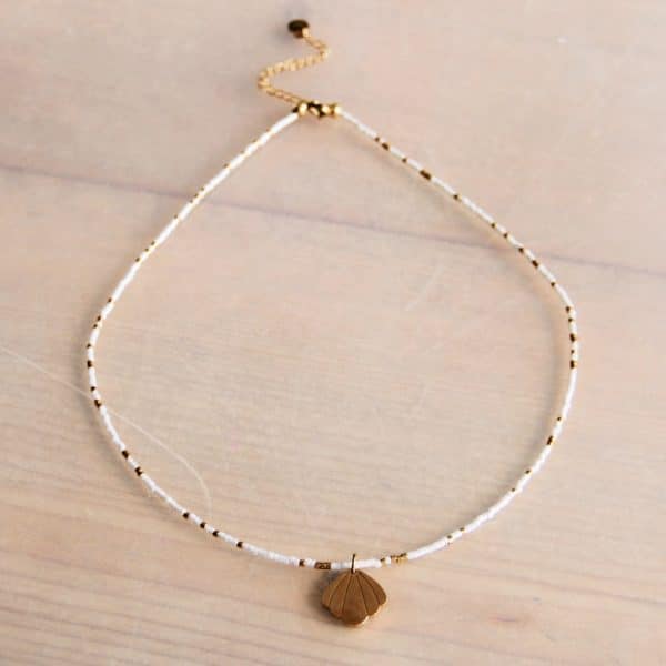 Miyuki ketting met SHELL – wit/goud - Afbeelding 3