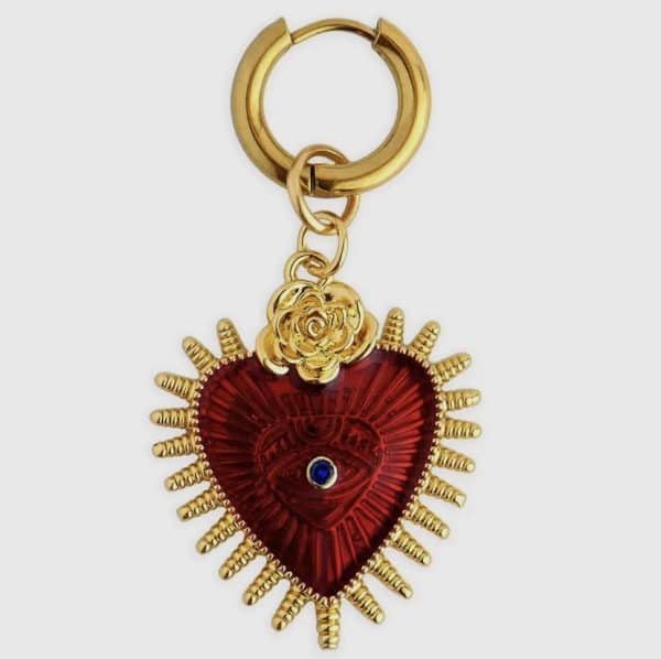 Anneday red heart oorbel