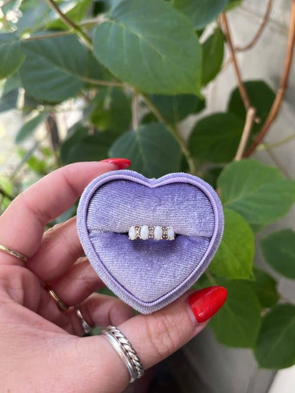 9k vintage gouden ring met opaal en diamantjes