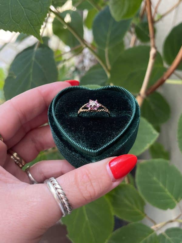 9k ring met robijn & diamant - Afbeelding 2