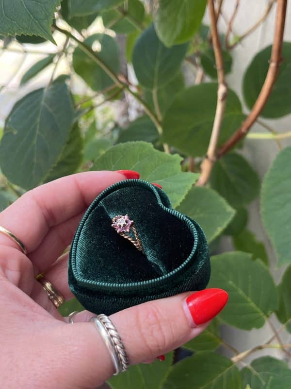 9k ring met robijn & diamant - Afbeelding 3