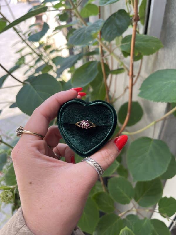9k ring met robijn & diamant - Afbeelding 4